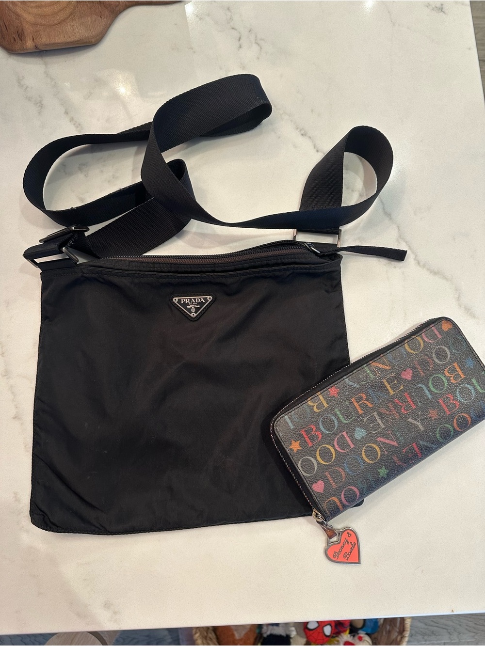 Vintage Prada Black Nylon Shoulder Crossbody Bag with Triangular Logo
